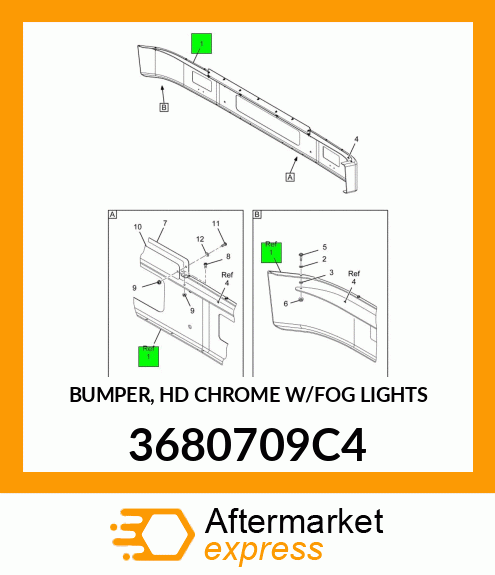 BUMPER, HD CHROME W/FOG LIGHTS 3680709C4