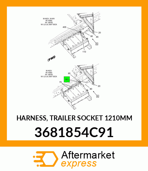 HARNESS, TRAILER SOCKET 1210MM 3681854C91