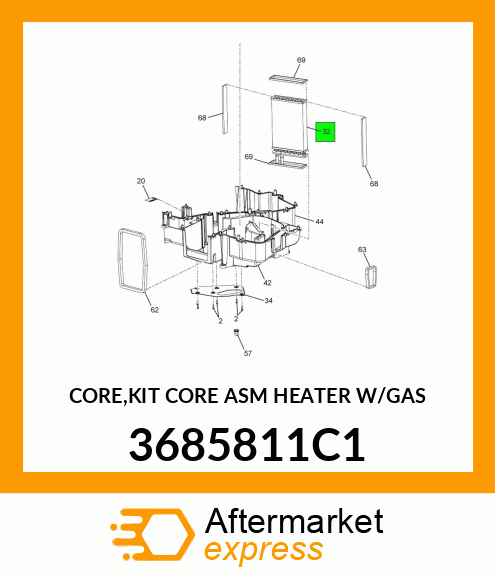 CORE,KIT CORE ASM HEATER W/GAS 3685811C1