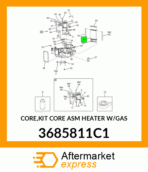 CORE,KIT CORE ASM HEATER W/GAS 3685811C1