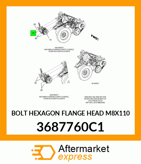 BOLT HEXAGON FLANGE HEAD M8X110 3687760C1