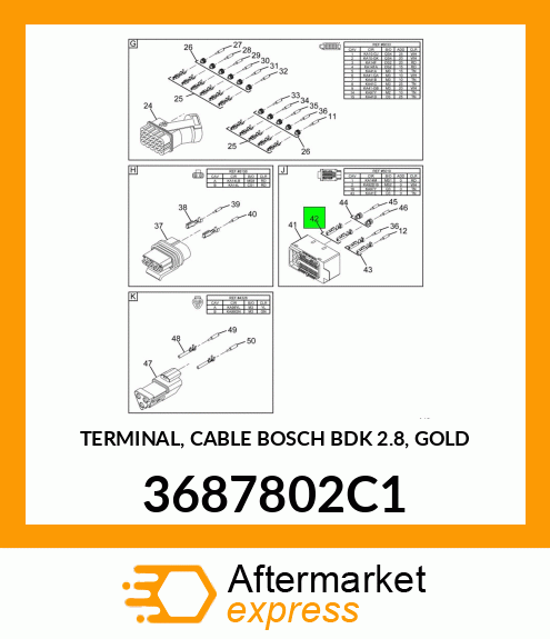 TERMINAL, CABLE BOSCH BDK 2.8, GOLD 3687802C1