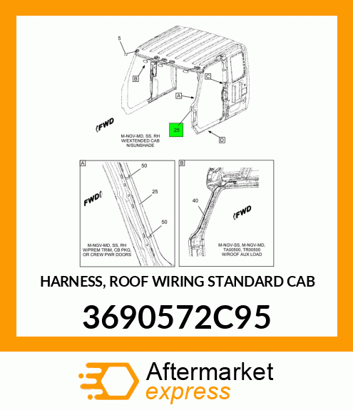 HARNESS, ROOF WIRING STANDARD CAB 3690572C95