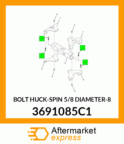 BOLT HUCK-SPIN 5/8 DIAMETER-8 3691085C1