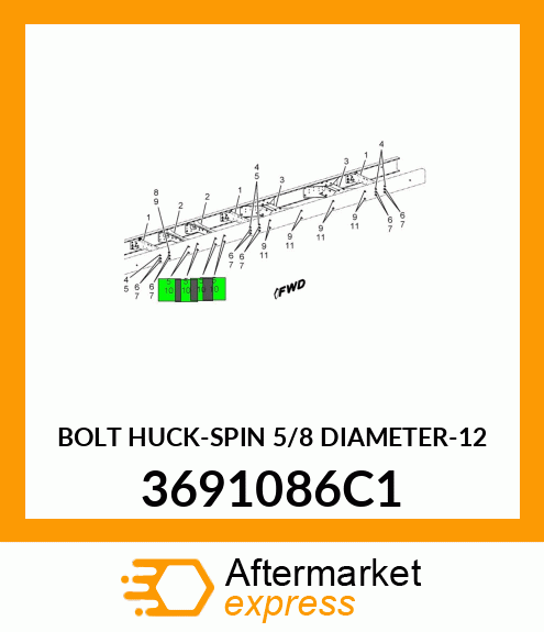 BOLT HUCK-SPIN 5/8 DIAMETER-12 3691086C1