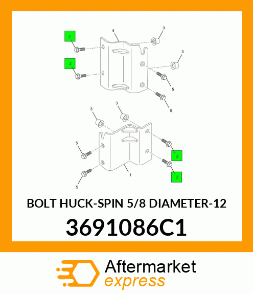 BOLT HUCK-SPIN 5/8 DIAMETER-12 3691086C1