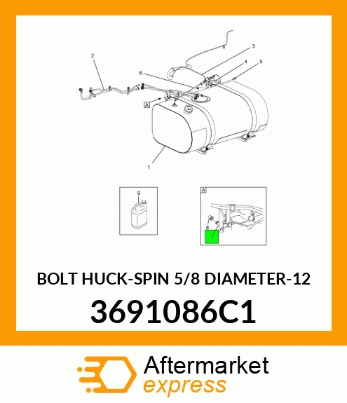 BOLT HUCK-SPIN 5/8 DIAMETER-12 3691086C1