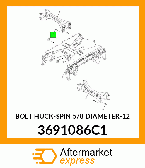 BOLT HUCK-SPIN 5/8 DIAMETER-12 3691086C1