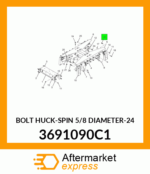 BOLT HUCK-SPIN 5/8 DIAMETER-24 3691090C1