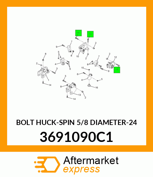 BOLT HUCK-SPIN 5/8 DIAMETER-24 3691090C1