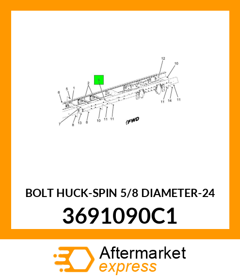 BOLT HUCK-SPIN 5/8 DIAMETER-24 3691090C1