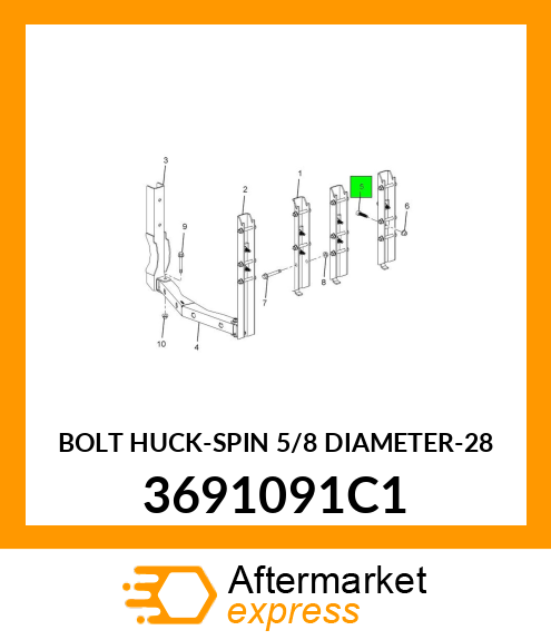 BOLT HUCK-SPIN 5/8 DIAMETER-28 3691091C1