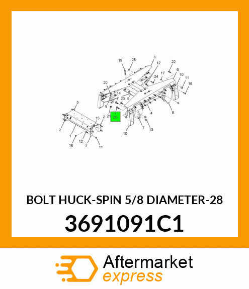 BOLT HUCK-SPIN 5/8 DIAMETER-28 3691091C1