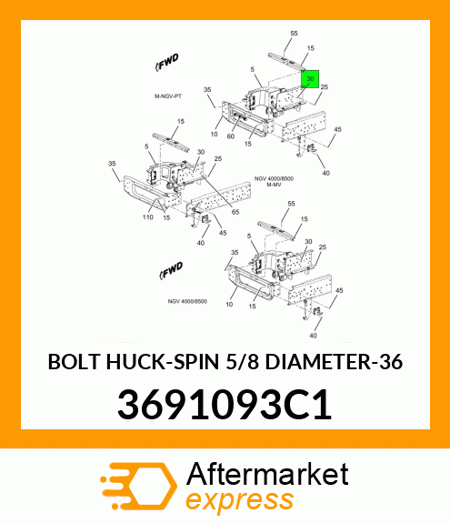 BOLT HUCK-SPIN 5/8 DIAMETER-36 3691093C1