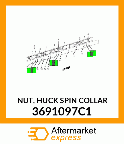 NUT, HUCK SPIN COLLAR 3691097C1