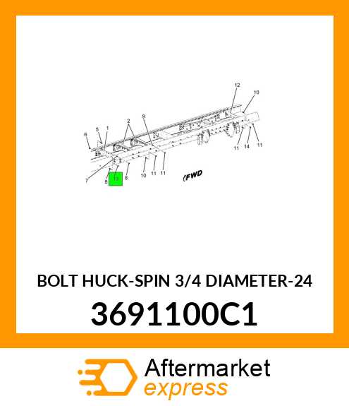 BOLT HUCK-SPIN 3/4 DIAMETER-24 3691100C1