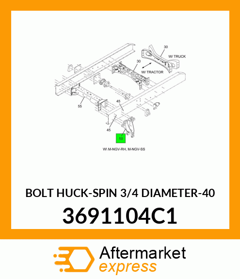 BOLT HUCK-SPIN 3/4 DIAMETER-40 3691104C1