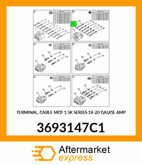 TERMINAL, CABLE MCP 1.5K SERIES 18-20 GAUGE AMP 3693147C1