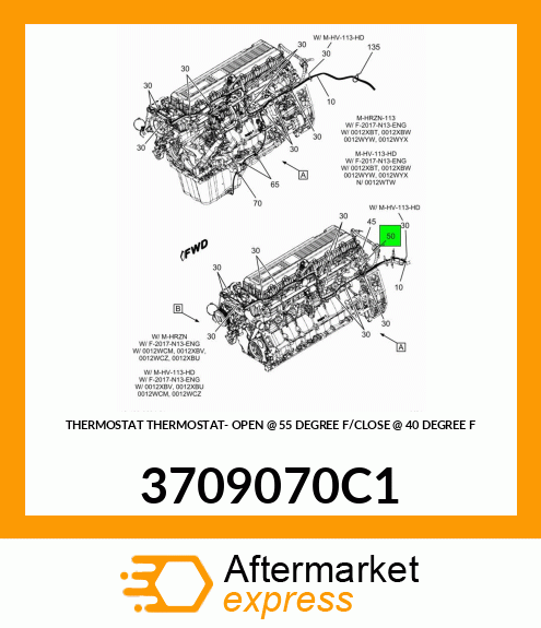 THERMOSTAT THERMOSTAT- OPEN @ 55 DEGREE F/CLOSE @ 40 DEGREE F 3709070C1