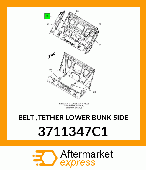 BELT ,TETHER LOWER BUNK SIDE 3711347C1