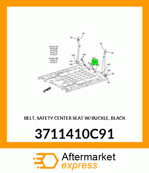 BELT, SAFETY CENTER SEAT W/BUCKLE, BLACK 3711410C91