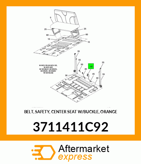 BELT, SAFETY, CENTER SEAT W/BUCKLE, ORANGE 3711411C92