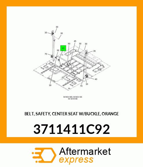 BELT, SAFETY, CENTER SEAT W/BUCKLE, ORANGE 3711411C92