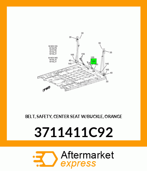 BELT, SAFETY, CENTER SEAT W/BUCKLE, ORANGE 3711411C92