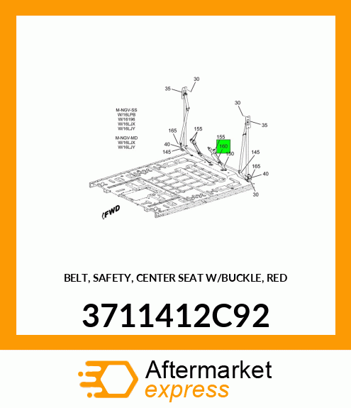 BELT, SAFETY, CENTER SEAT W/BUCKLE, RED 3711412C92