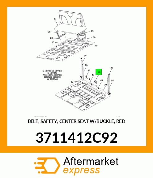 BELT, SAFETY, CENTER SEAT W/BUCKLE, RED 3711412C92