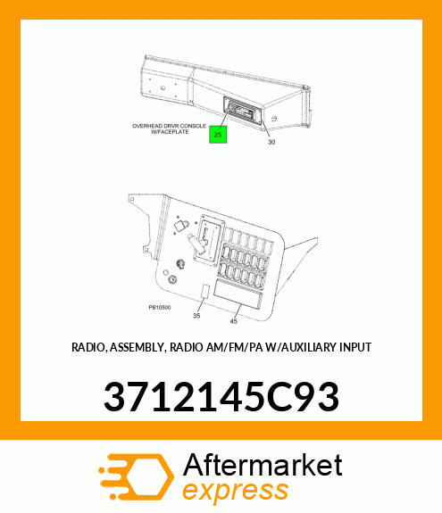 RADIO, ASSEMBLY, RADIO AM/FM/PA W/AUXILIARY INPUT 3712145C93