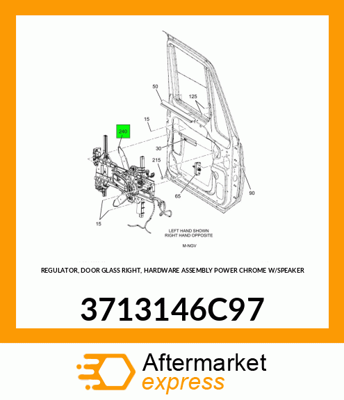 REGULATOR, DOOR GLASS RIGHT, HARDWARE ASSEMBLY POWER CHROME W/SPEAKER 3713146C97