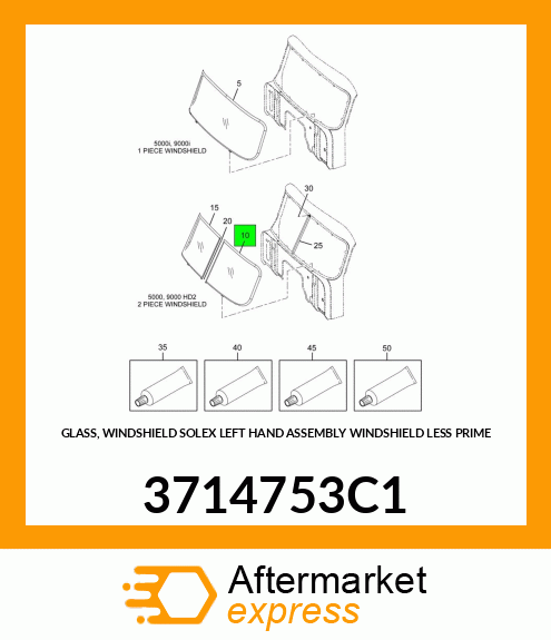 GLASS, WINDSHIELD SOLEX LEFT HAND ASSEMBLY WINDSHIELD LESS PRIME 3714753C1