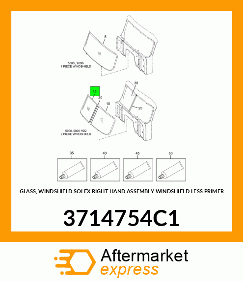 GLASS, WINDSHIELD SOLEX RIGHT HAND ASSEMBLY WINDSHIELD LESS PRIMER 3714754C1