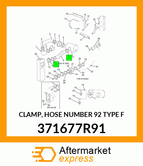 CLAMP, HOSE NUMBER 92 TYPE "F" 371677R91