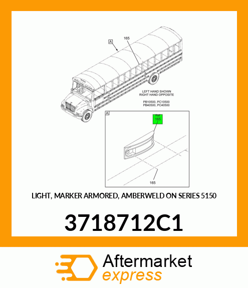 LIGHT, MARKER ARMORED, AMBERWELD ON SERIES 5150 3718712C1