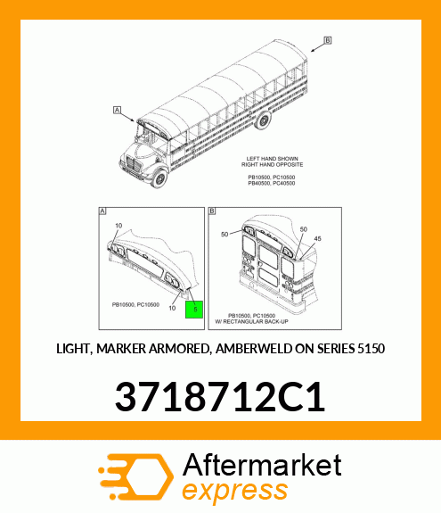 LIGHT, MARKER ARMORED, AMBERWELD ON SERIES 5150 3718712C1