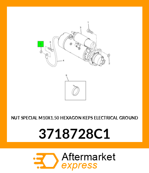 NUT SPECIAL M10X1.50 HEXAGON KEPS ELECTRICAL GROUND 3718728C1