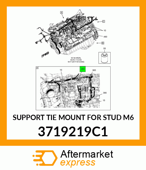 SUPPORT TIE MOUNT FOR STUD M6 3719219C1