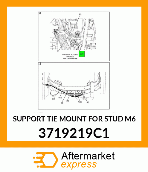 SUPPORT TIE MOUNT FOR STUD M6 3719219C1