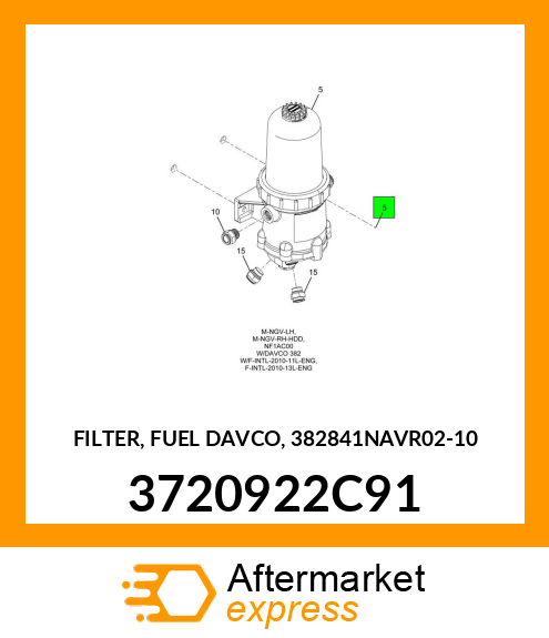 FILTER, FUEL DAVCO, 382841NAVR02-10 3720922C91