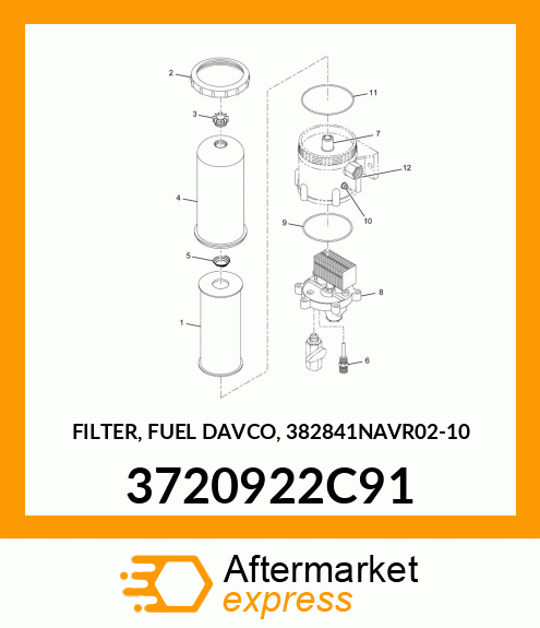 FILTER, FUEL DAVCO, 382841NAVR02-10 3720922C91