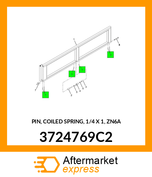 PIN, COILED SPRING, 1/4 X 1, ZN6A 3724769C2