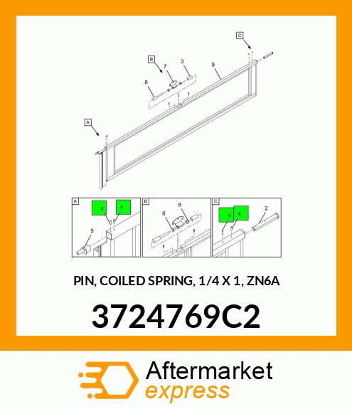 PIN, COILED SPRING, 1/4 X 1, ZN6A 3724769C2