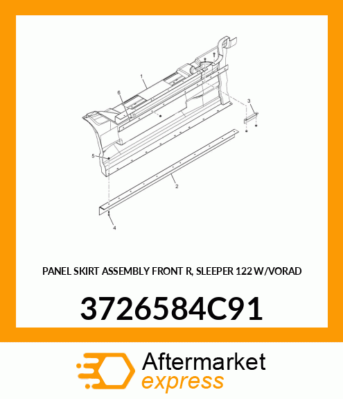 PANEL SKIRT ASSEMBLY FRONT R, SLEEPER 122 W/VORAD 3726584C91