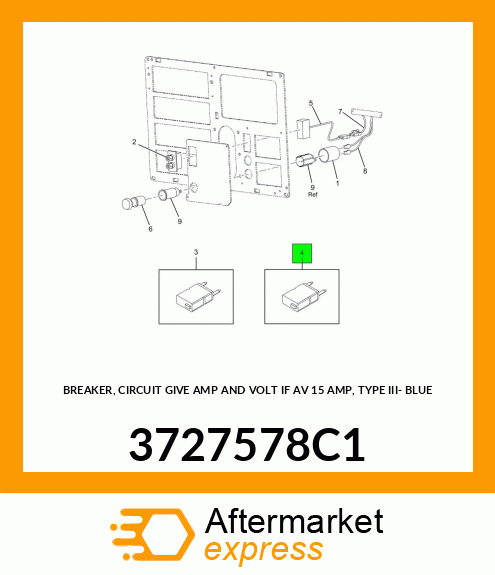 BREAKER, CIRCUIT GIVE AMP AND VOLT IF AV 15 AMP, TYPE III- BLUE 3727578C1