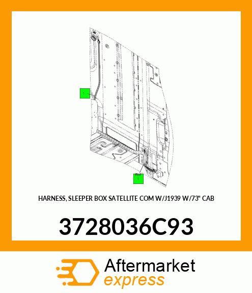 HARNESS, SLEEPER BOX SATELLITE COM W/J1939 W/73" CAB 3728036C93