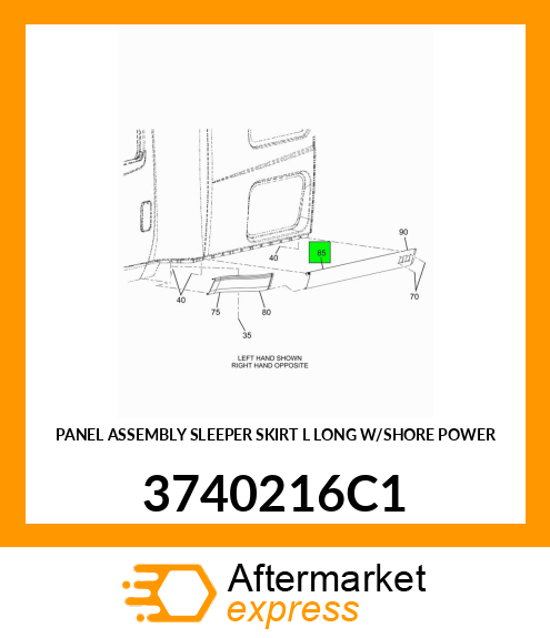 PANEL ASSEMBLY SLEEPER SKIRT L LONG W/SHORE POWER 3740216C1