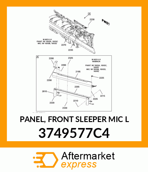 PANEL, FRONT SLEEPER MIC L 3749577C4