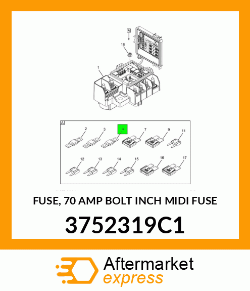 FUSE, 70 AMP BOLT INCH MIDI FUSE 3752319C1